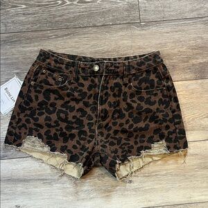 Women's Leopard Print Jean Shorts